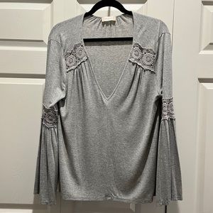 Grey top with bell sleeves